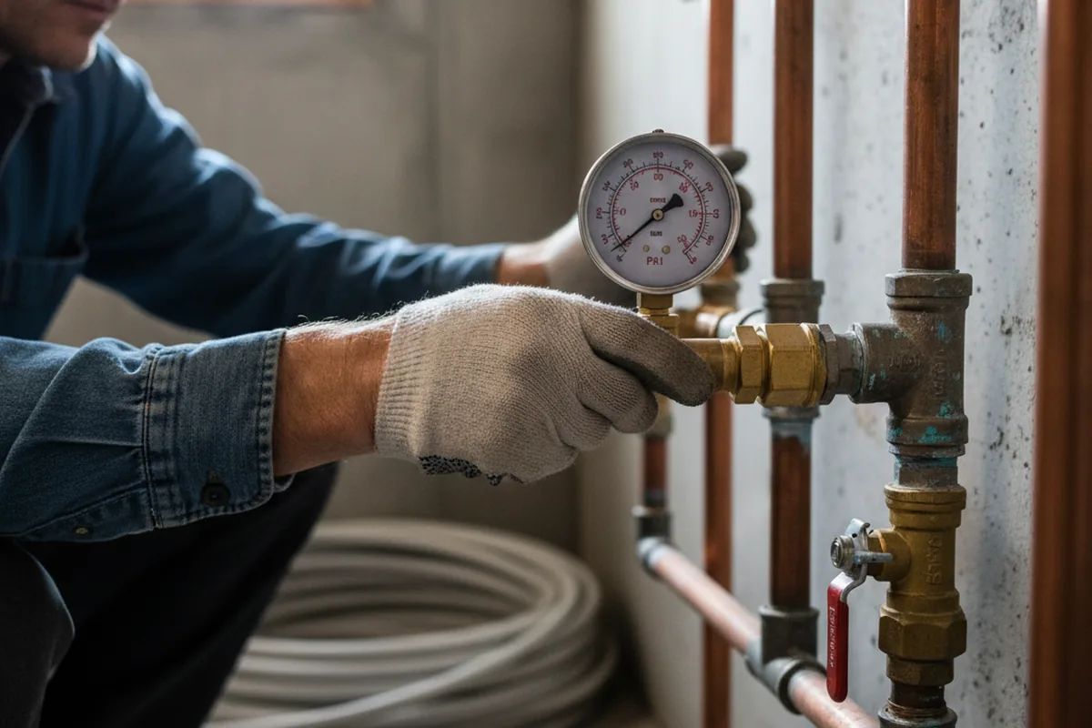 Pressure testing a repaired line during Water Line Repair in Lorton